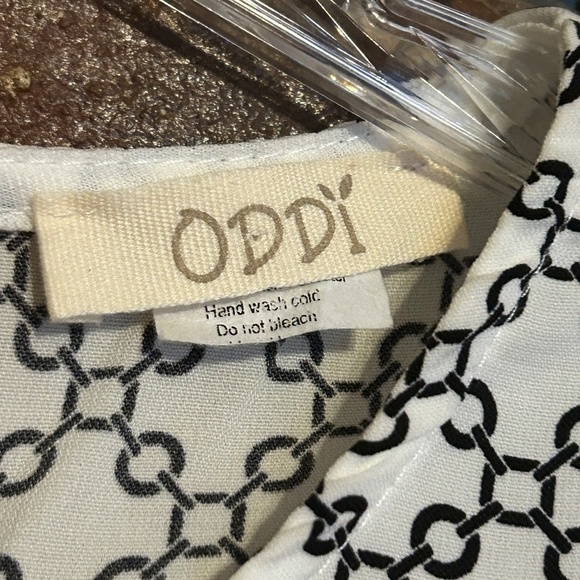 Anthropologie Oddy White Dress Black Chain Print Button Sleeve Size 7/8 - Picture 6 of 8